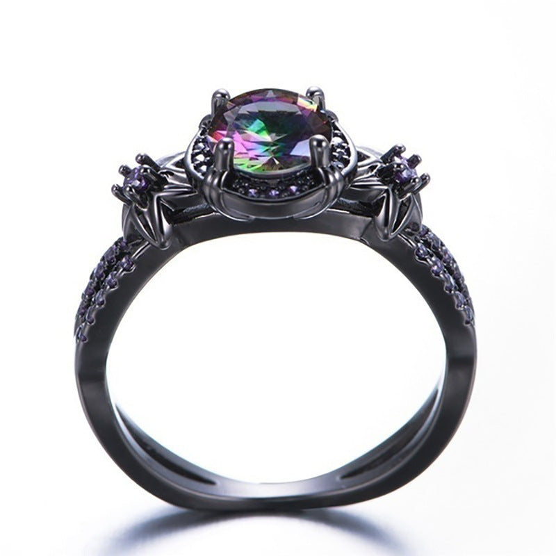 Retro Black Gold Skull Ring for Women