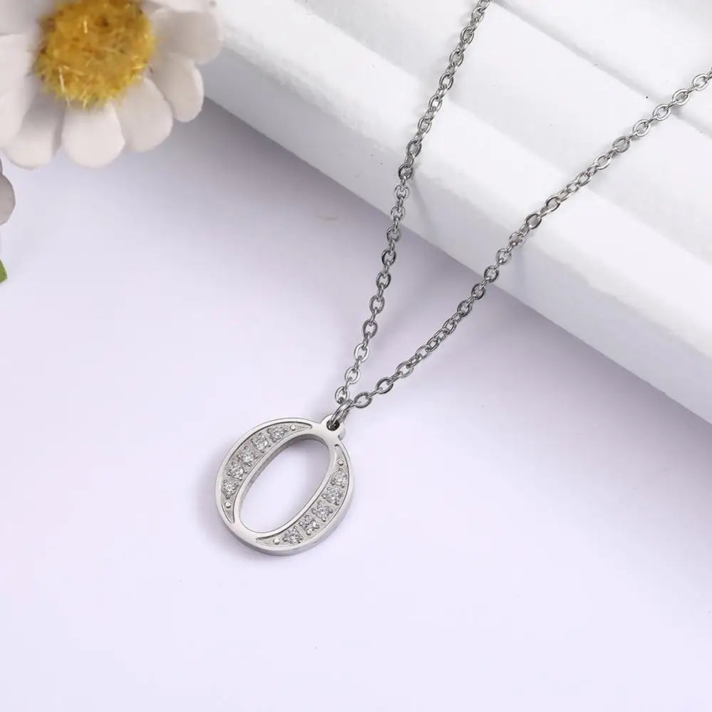 My Shape Letter A-Z Clear Zircon Stainless Steel Necklace for  Women Necklaces Alphabet Initials Pendant Choker Jewelry