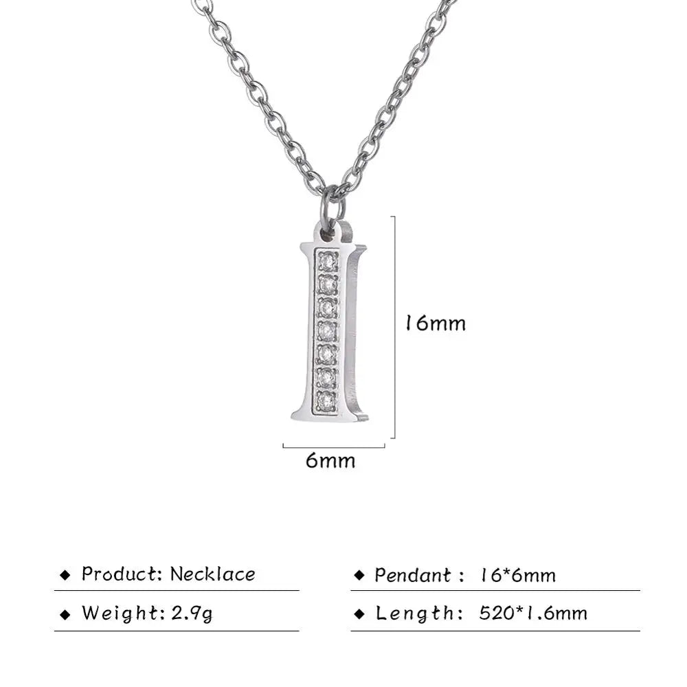 My Shape Letter A-Z Clear Zircon Stainless Steel Necklace for  Women Necklaces Alphabet Initials Pendant Choker Jewelry