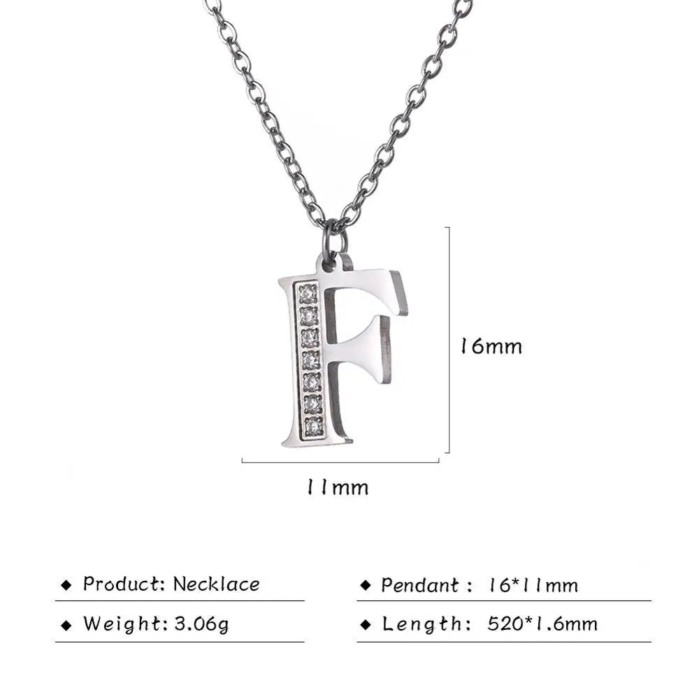 My Shape Letter A-Z Clear Zircon Stainless Steel Necklace for  Women Necklaces Alphabet Initials Pendant Choker Jewelry