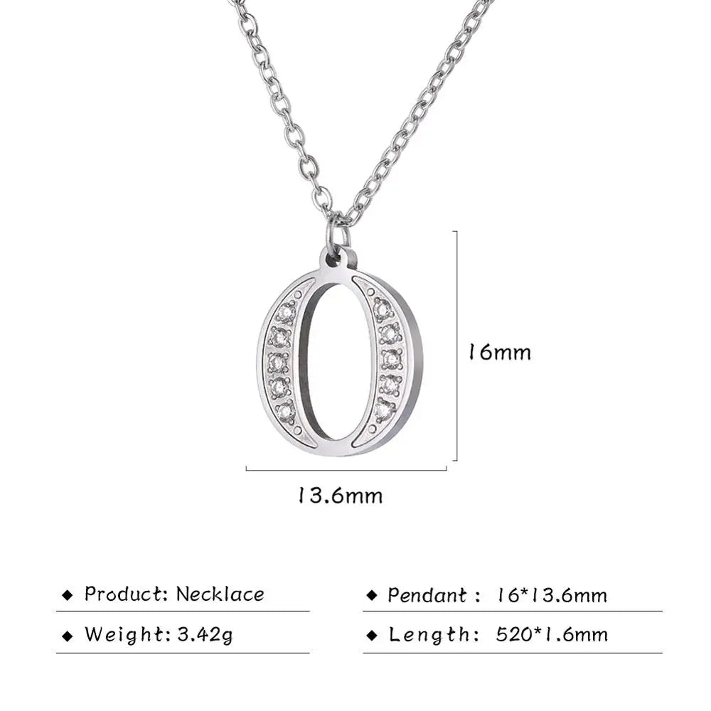 My Shape Letter A-Z Clear Zircon Stainless Steel Necklace for  Women Necklaces Alphabet Initials Pendant Choker Jewelry
