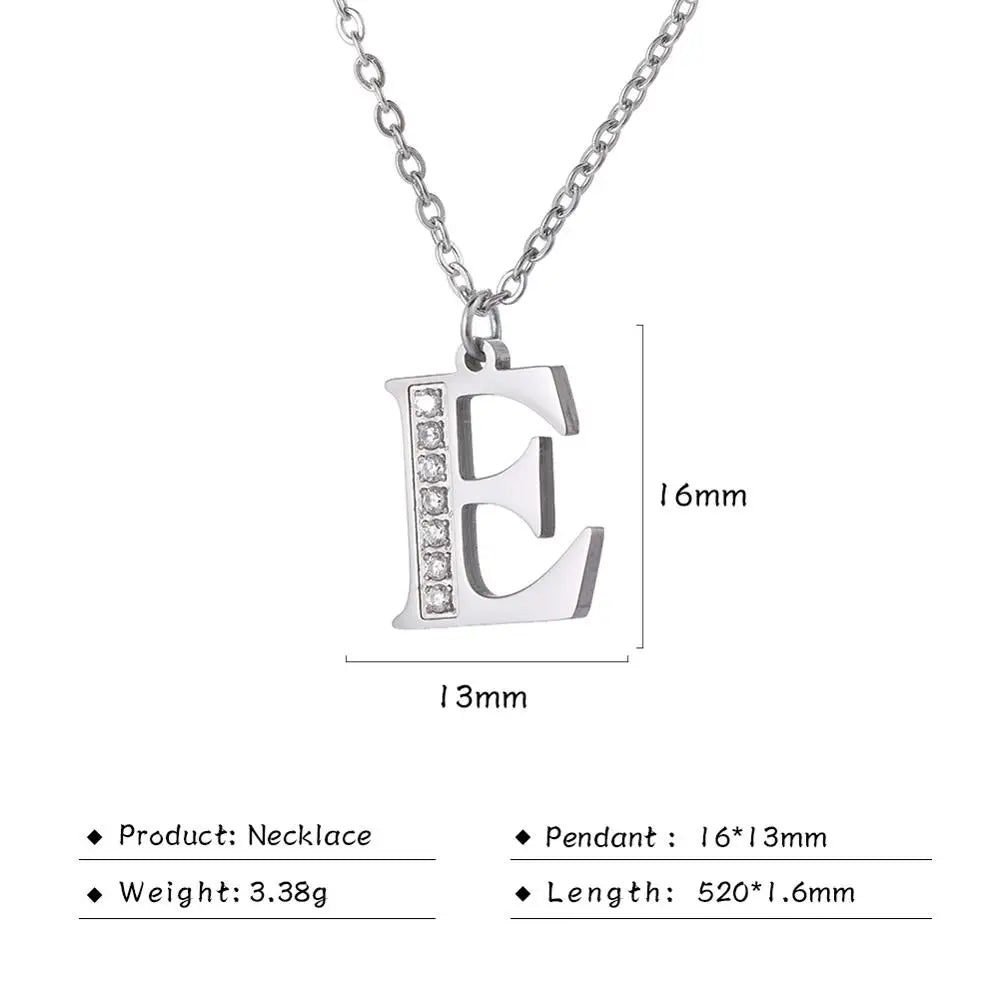 My Shape Letter A-Z Clear Zircon Stainless Steel Necklace for  Women Necklaces Alphabet Initials Pendant Choker Jewelry