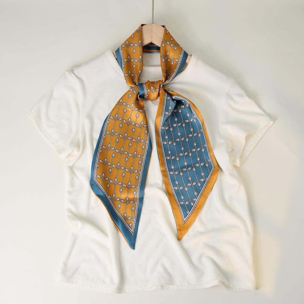 European and American-style Beveled Silk Scarf Cross-border Silk Cashew Dot Long High-end Ribbon Scarf Women's Belt
