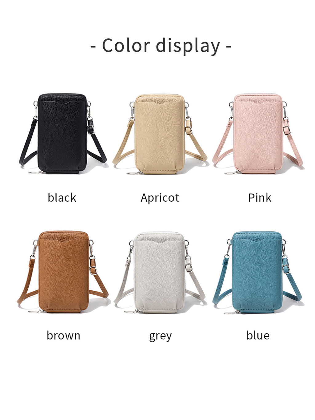 2024 New Mini Litchi Pattern Mobile Phone Bag Wallet Fashionable Women's Multifunctional Crossbody Small Bag Simple Shoulder Bag