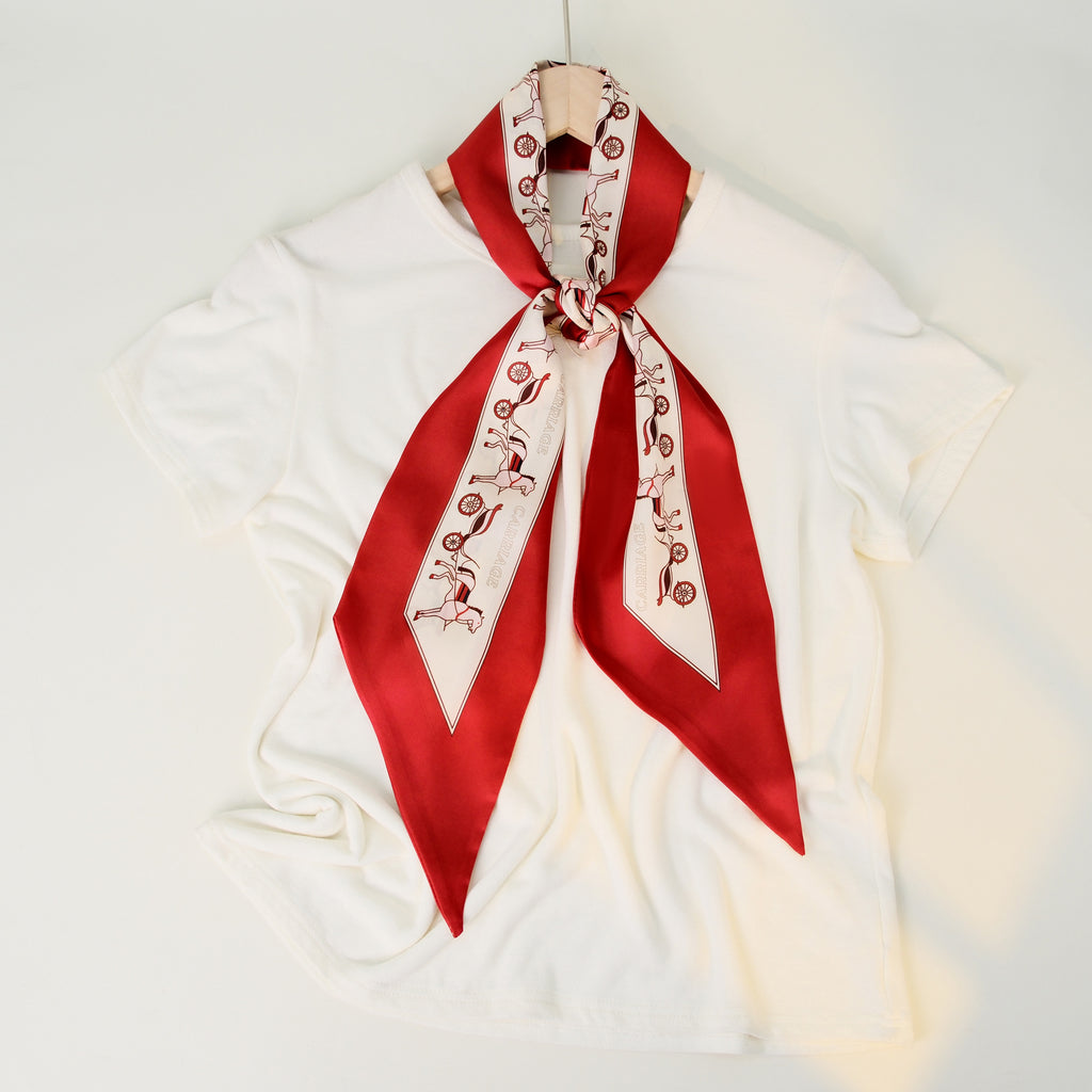European and American-style Beveled Silk Scarf Cross-border Silk Cashew Dot Long High-end Ribbon Scarf Women's Belt