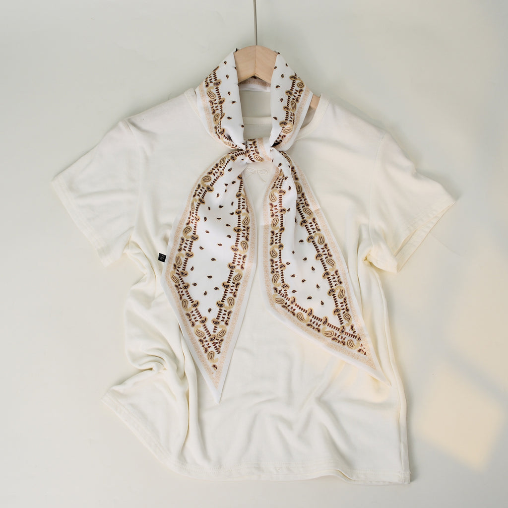 European and American-style Beveled Silk Scarf Cross-border Silk Cashew Dot Long High-end Ribbon Scarf Women's Belt