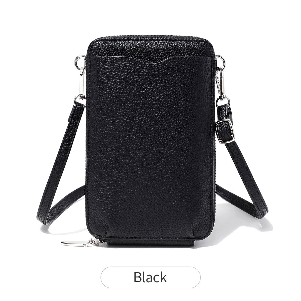 2024 New Mini Litchi Pattern Mobile Phone Bag Wallet Fashionable Women's Multifunctional Crossbody Small Bag Simple Shoulder Bag