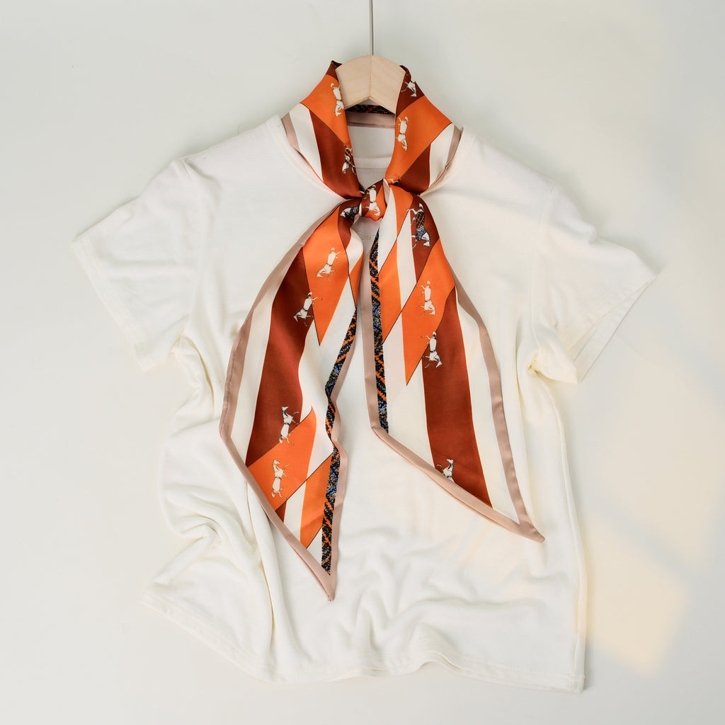 European and American-style Beveled Silk Scarf Cross-border Silk Cashew Dot Long High-end Ribbon Scarf Women's Belt