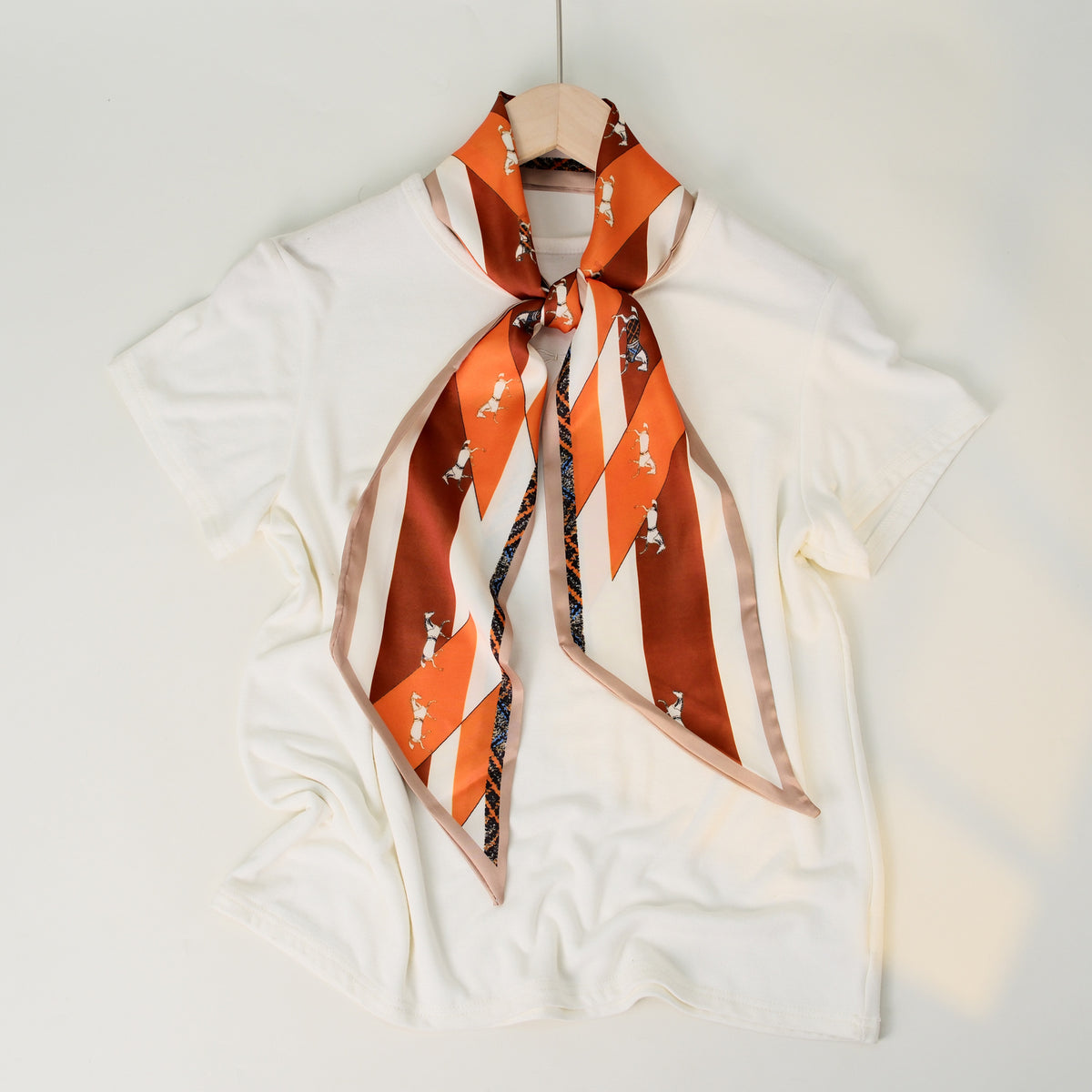 European and American-style Beveled Silk Scarf Cross-border Silk Cashew Dot Long High-end Ribbon Scarf Women's Belt