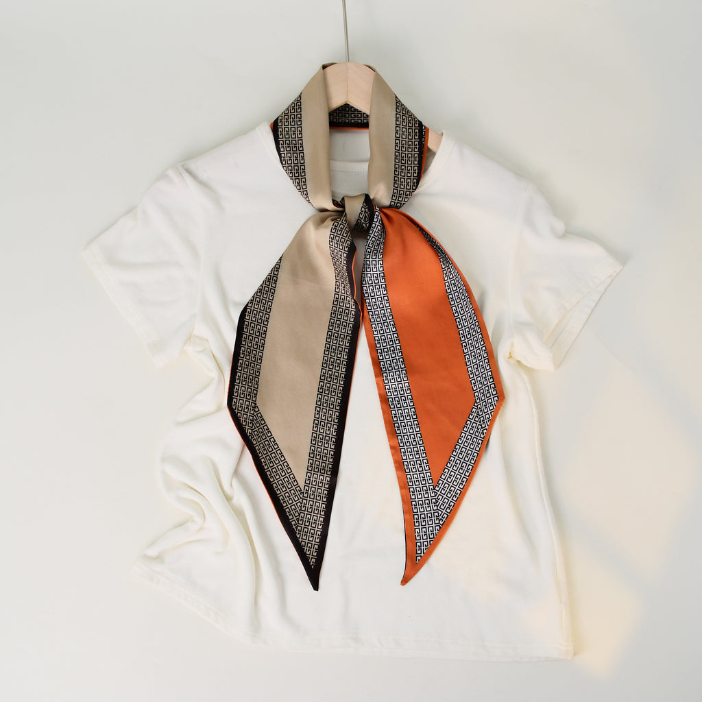 European and American-style Beveled Silk Scarf Cross-border Silk Cashew Dot Long High-end Ribbon Scarf Women's Belt