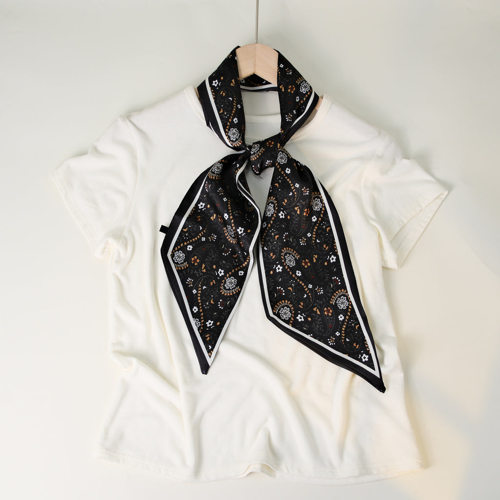 European and American-style Beveled Silk Scarf Cross-border Silk Cashew Dot Long High-end Ribbon Scarf Women's Belt