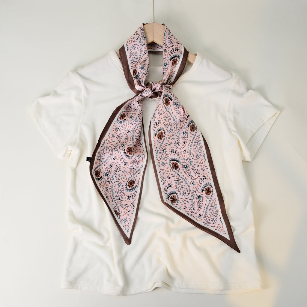 European and American-style Beveled Silk Scarf Cross-border Silk Cashew Dot Long High-end Ribbon Scarf Women's Belt