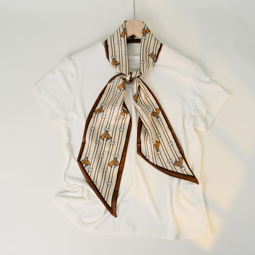 European and American-style Beveled Silk Scarf Cross-border Silk Cashew Dot Long High-end Ribbon Scarf Women's Belt