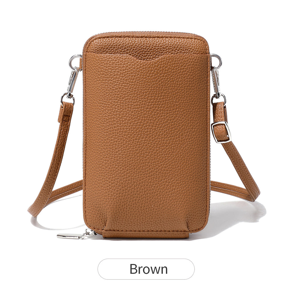 2024 New Mini Litchi Pattern Mobile Phone Bag Wallet Fashionable Women's Multifunctional Crossbody Small Bag Simple Shoulder Bag