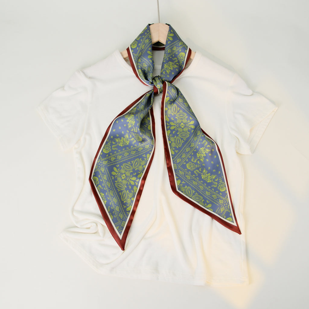 European and American-style Beveled Silk Scarf Cross-border Silk Cashew Dot Long High-end Ribbon Scarf Women's Belt