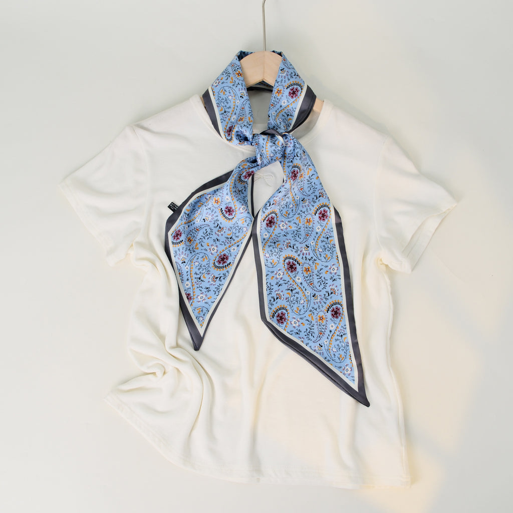 European and American-style Beveled Silk Scarf Cross-border Silk Cashew Dot Long High-end Ribbon Scarf Women's Belt
