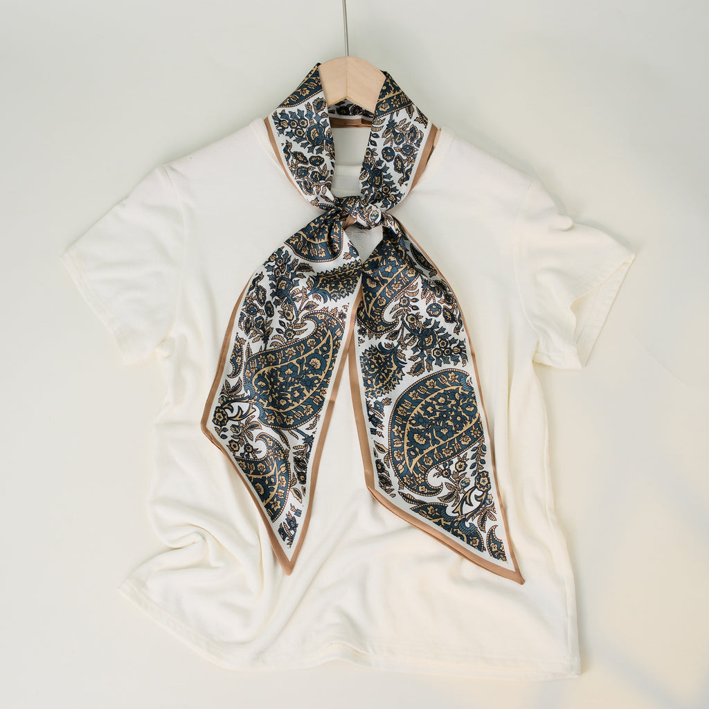 European and American-style Beveled Silk Scarf Cross-border Silk Cashew Dot Long High-end Ribbon Scarf Women's Belt