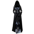 Halloween Witch Dress Hooded Skeleton Witch Magician Cosplay Stage Performance Costume