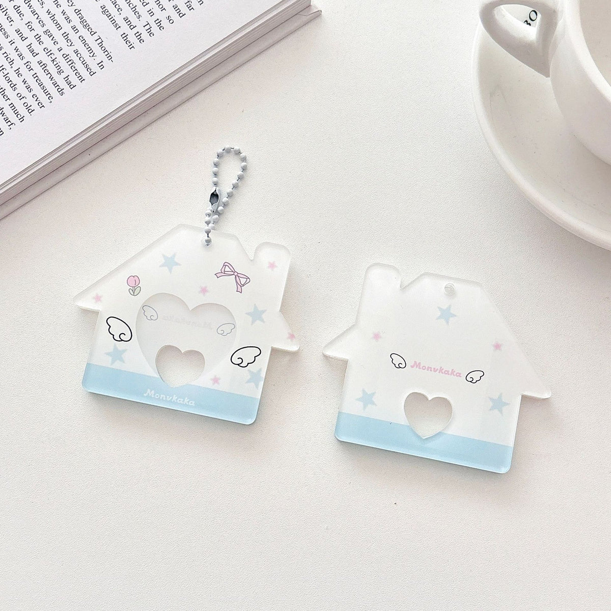 Original Star Little House 2inch Id Photo Card Holder Small Card Storage Card Holder Keychain Storage Pendant Card Holder
