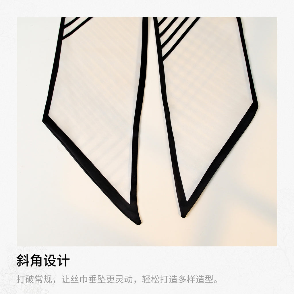 European and American-style Beveled Silk Scarf Cross-border Silk Cashew Dot Long High-end Ribbon Scarf Women's Belt