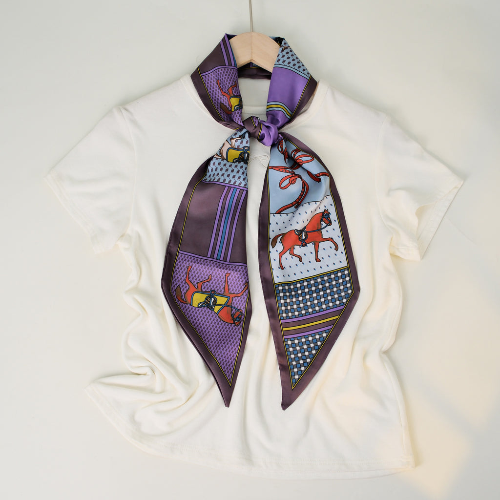 European and American-style Beveled Silk Scarf Cross-border Silk Cashew Dot Long High-end Ribbon Scarf Women's Belt