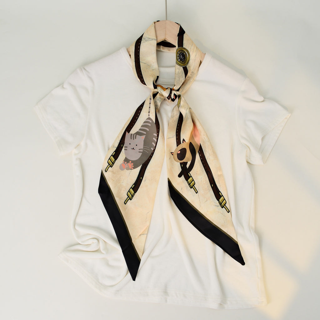 European and American-style Beveled Silk Scarf Cross-border Silk Cashew Dot Long High-end Ribbon Scarf Women's Belt