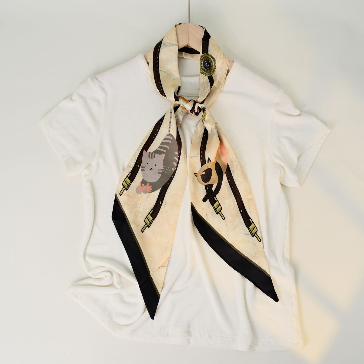 European and American-style Beveled Silk Scarf Cross-border Silk Cashew Dot Long High-end Ribbon Scarf Women's Belt