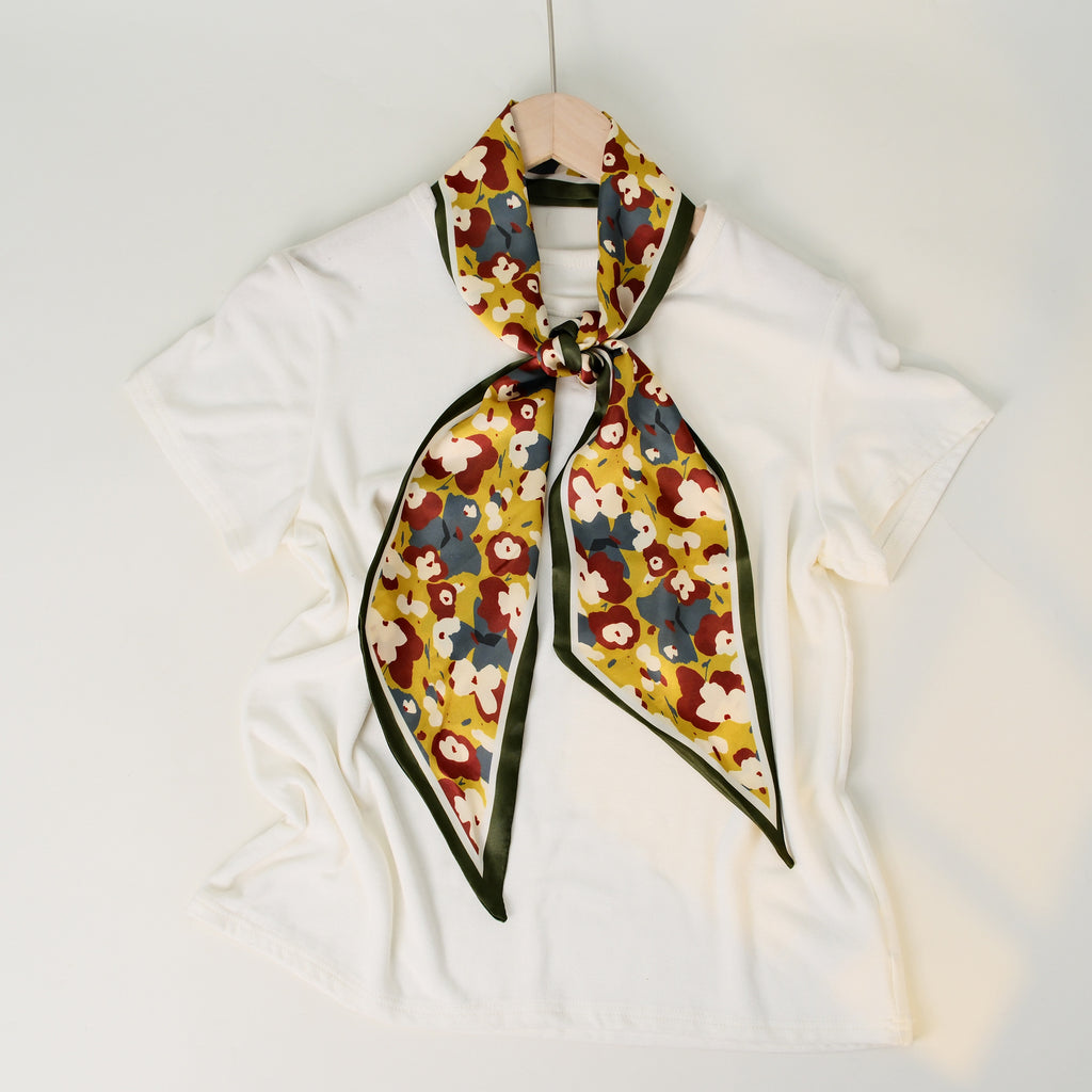 European and American-style Beveled Silk Scarf Cross-border Silk Cashew Dot Long High-end Ribbon Scarf Women's Belt