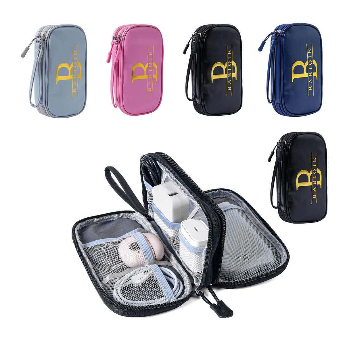 in stock Data Cable Bag Storage Bag Earphone Bag Charger Mobile Phone Bag Clutch Bag U Disk Multifunctional Storage Bag