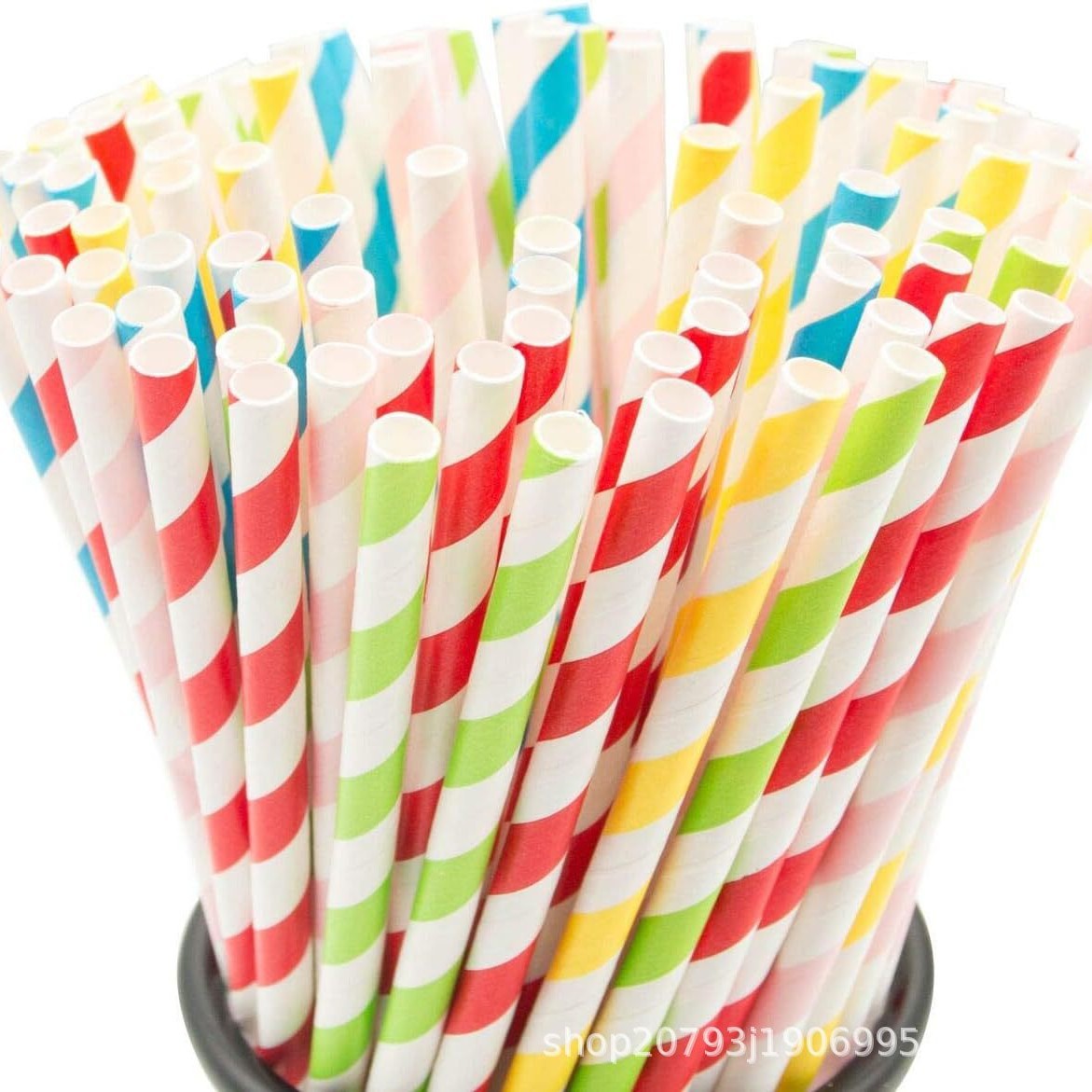 in stock 100 Pack Paper Straw Mixed Color Paper Straw Striped Paper Straw Straw One-time Straw Single Independent Packaging