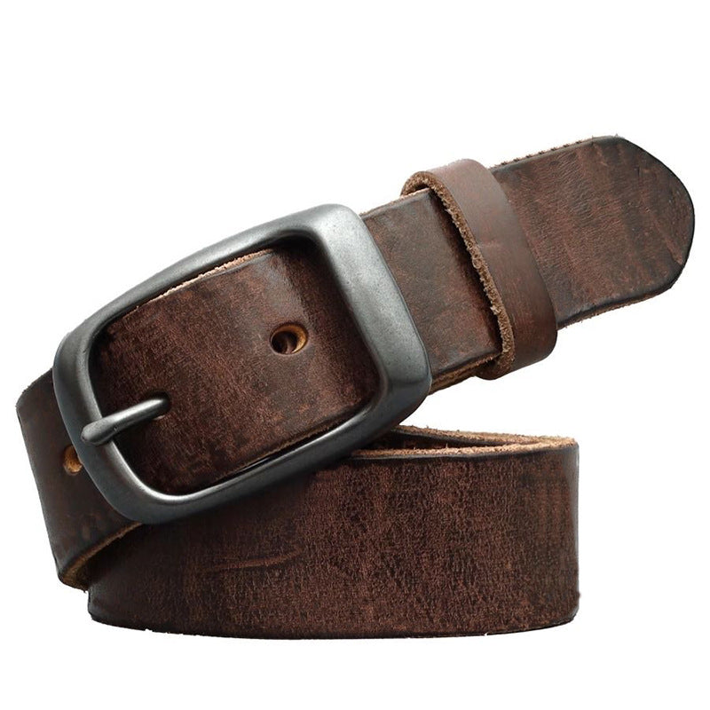 First-Layer Pin Buckle Belt for Men, Retro Versatile Jeans Belt, Simple Casual Leather Belt for Men