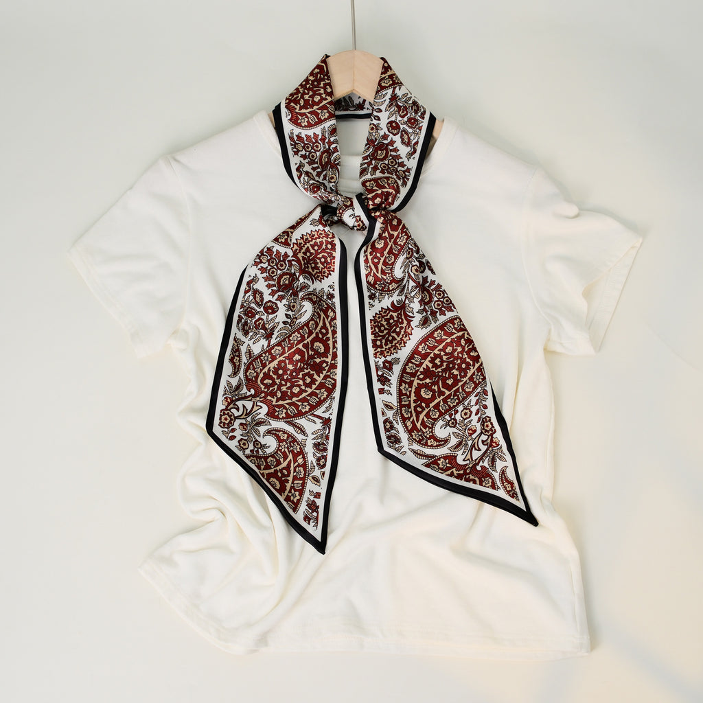 European and American-style Beveled Silk Scarf Cross-border Silk Cashew Dot Long High-end Ribbon Scarf Women's Belt