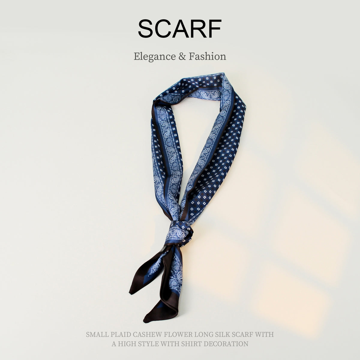 European and American-style Beveled Silk Scarf Cross-border Silk Cashew Dot Long High-end Ribbon Scarf Women's Belt