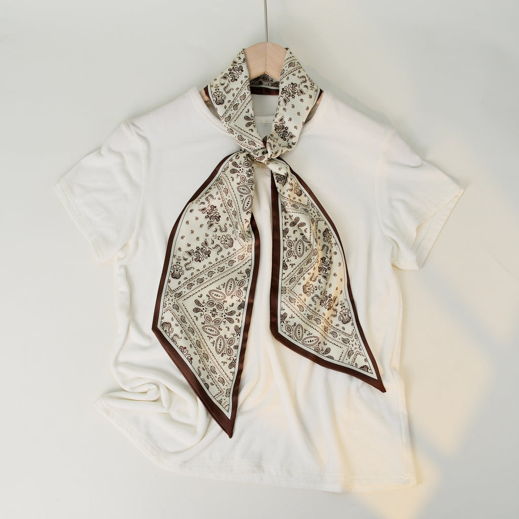European and American-style Beveled Silk Scarf Cross-border Silk Cashew Dot Long High-end Ribbon Scarf Women's Belt