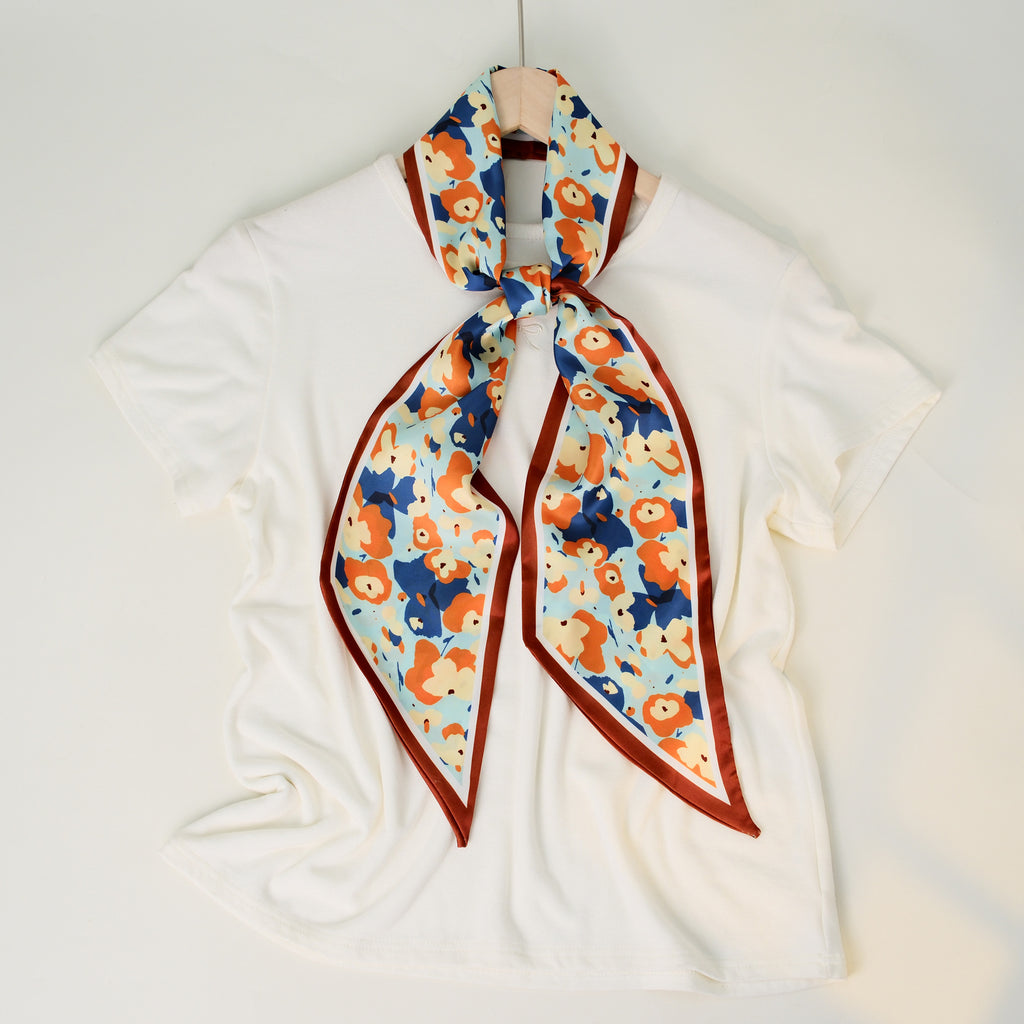 European and American-style Beveled Silk Scarf Cross-border Silk Cashew Dot Long High-end Ribbon Scarf Women's Belt