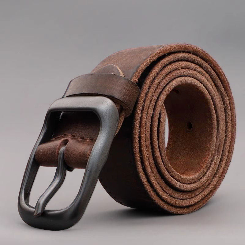 First-Layer Pin Buckle Belt for Men, Retro Versatile Jeans Belt, Simple Casual Leather Belt for Men