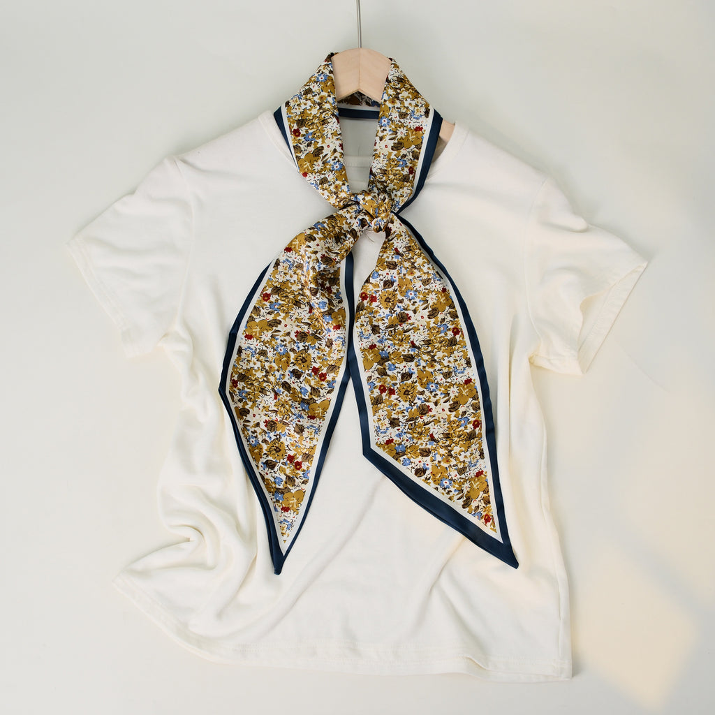 European and American-style Beveled Silk Scarf Cross-border Silk Cashew Dot Long High-end Ribbon Scarf Women's Belt