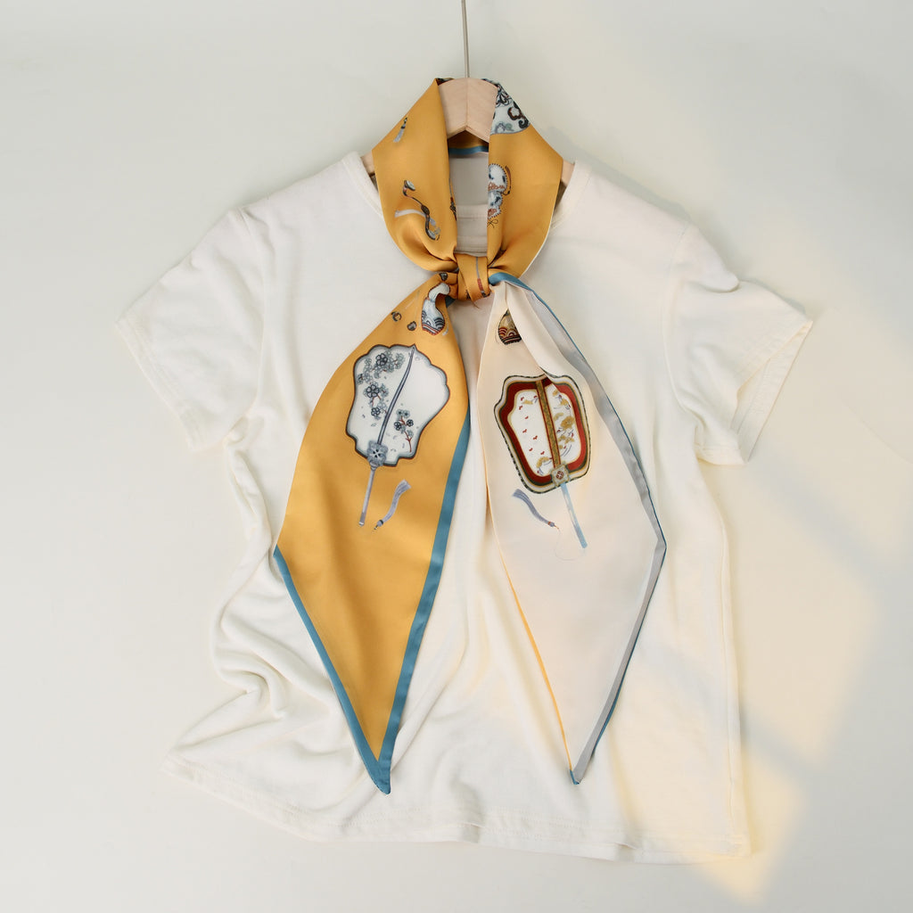 European and American-style Beveled Silk Scarf Cross-border Silk Cashew Dot Long High-end Ribbon Scarf Women's Belt