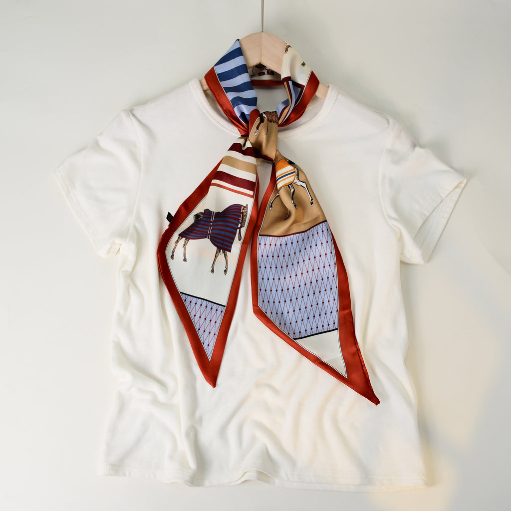 European and American-style Beveled Silk Scarf Cross-border Silk Cashew Dot Long High-end Ribbon Scarf Women's Belt