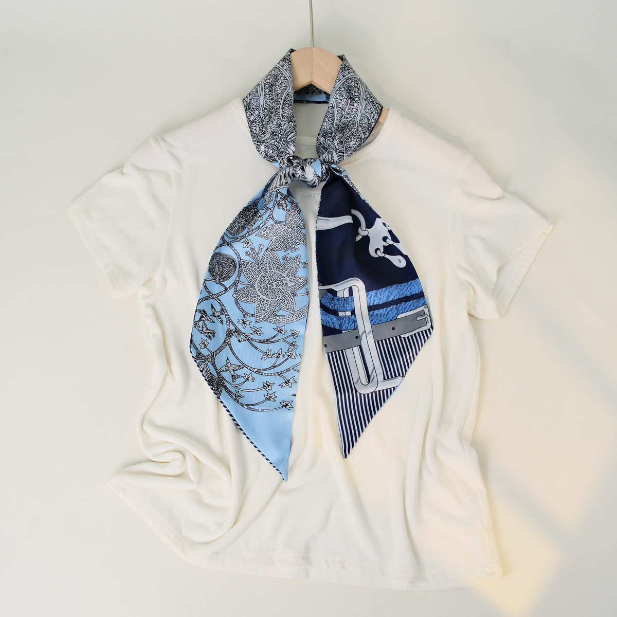 European and American-style Beveled Silk Scarf Cross-border Silk Cashew Dot Long High-end Ribbon Scarf Women's Belt