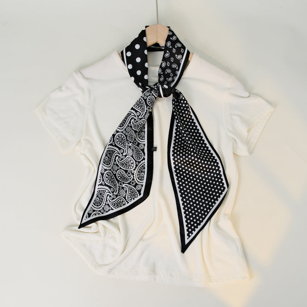 European and American-style Beveled Silk Scarf Cross-border Silk Cashew Dot Long High-end Ribbon Scarf Women's Belt