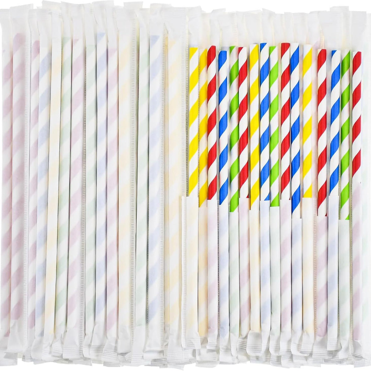 in stock 100 Pack Paper Straw Mixed Color Paper Straw Striped Paper Straw Straw One-time Straw Single Independent Packaging