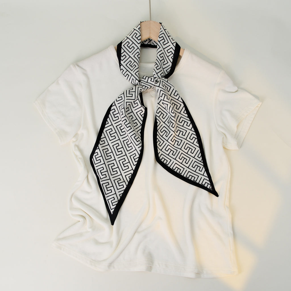 European and American-style Beveled Silk Scarf Cross-border Silk Cashew Dot Long High-end Ribbon Scarf Women's Belt