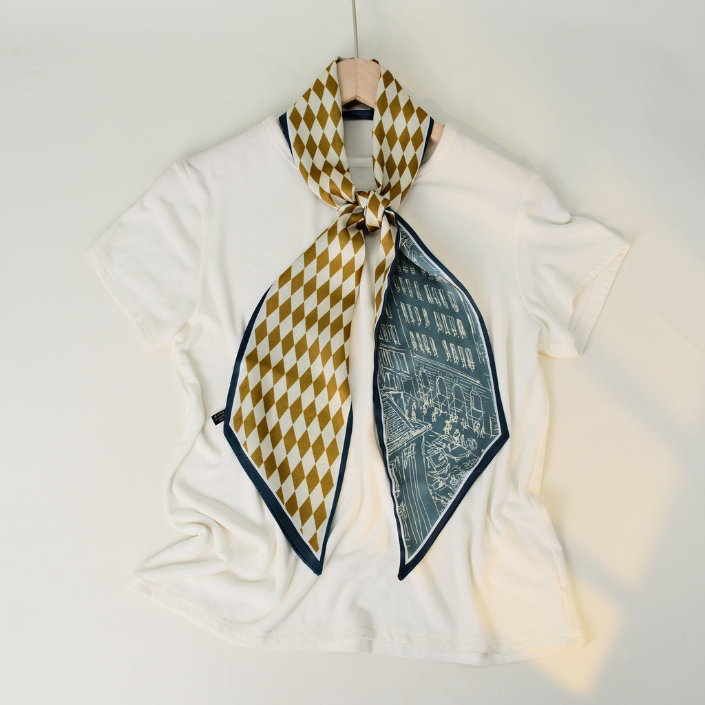 European and American-style Beveled Silk Scarf Cross-border Silk Cashew Dot Long High-end Ribbon Scarf Women's Belt