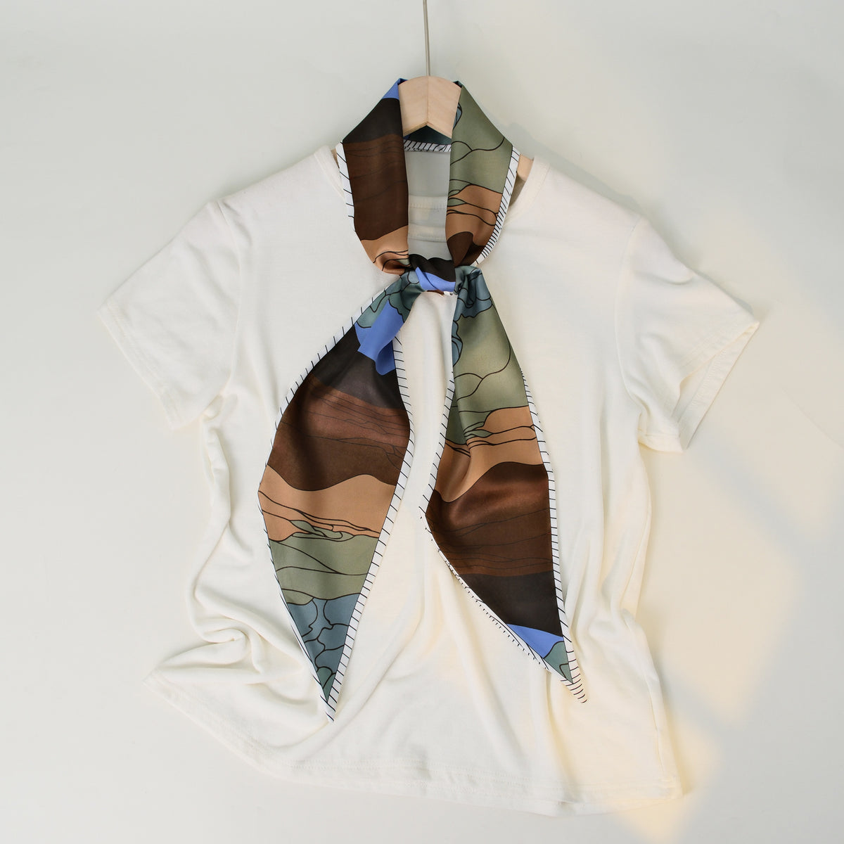 European and American-style Beveled Silk Scarf Cross-border Silk Cashew Dot Long High-end Ribbon Scarf Women's Belt