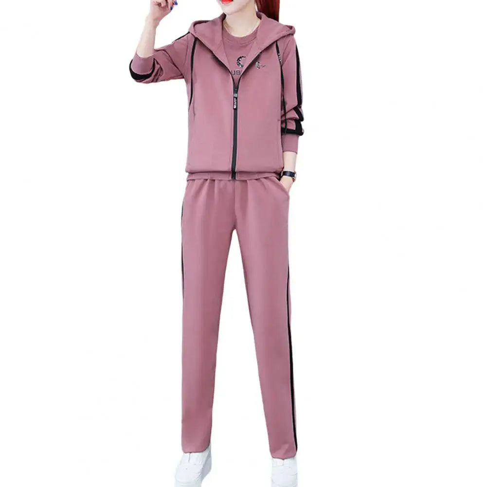 Letter Print Sweatshirt Pants Set Autumn Tracksuit Top Vest Pants 3 Pieces Set Sweatpants Set Korean Winter Women Hoodies Suit