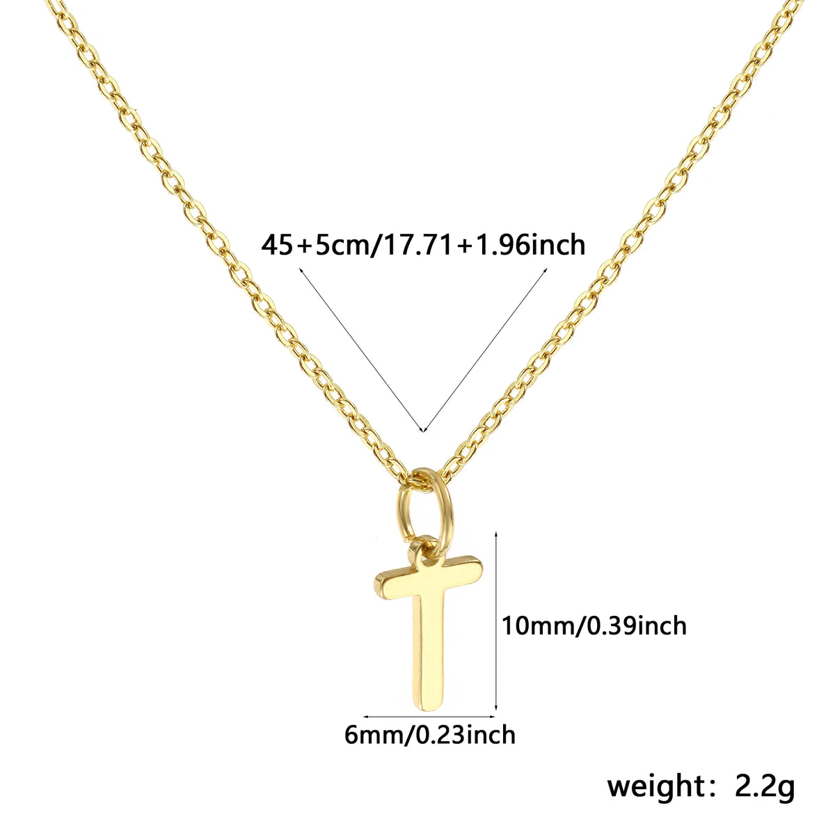 Personalized Brass " A-Z " Capital Pendant Necklace 18K Gold Plated Alphabet Initial Letter Name Jewelry For Women Gift