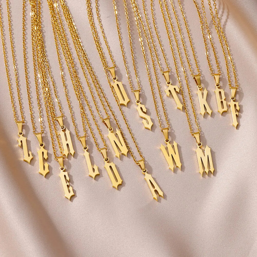 A-Z Initial Letter Stainless Steel Necklace Gold Plated Alphabet Pendant Chain BFF Necklaces For Mom Jewelry Gift collar hombre