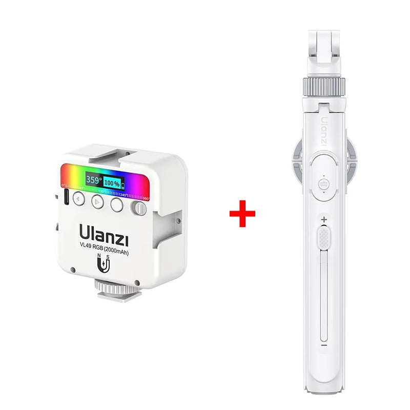 Ulanzi VL49 Full Color RGB LED Video Light 2500K-9000K 800LUX Magnetic Mini Fill 3 Cold Shoe 2000mAh Type-C Camera Light