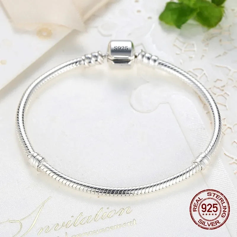 New Original Fine Jewelry 925 Sterling Silver Charm Bracelet Soft Smooth Snake Bone Bracelets for Women Man